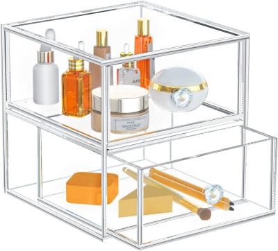 China Acrylic Makeup Organizer Storage Boxes Desktop Drawer Type Skincare Lipstick Multi-Layers Organizer Holder Box for sale