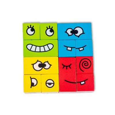 China Cartoon Toy Intellect Puzzle Wooden Face-Changing Cube Blocks Developmental Educational Game For Kids Cartoon Unisex Toy OEM Custom for sale