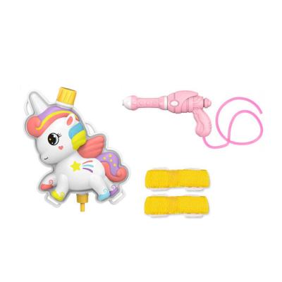 China Amazon Sale Outdoor Games 1000ml Unicorn Backpack Water Gun Fighting Garden Games OEM Hot Summer Beach Plastic Type Toys Wholesale Model for sale