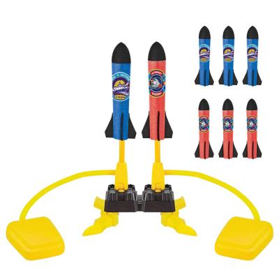 China Outdoor Sports Toys Set Double Rocket Launcher Toy with 6 EVA Foam Rockets for Kids Quickly Increasing Fun Toy Stomp Jumping Outdoor Toy for Boys Hot Sale for sale