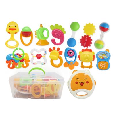 China Soft Baby Rattles Toys Set With Storage Box Babies Teethers Toys Early Sensory Development Teether Shaker Rattle For Newborns Infants for sale