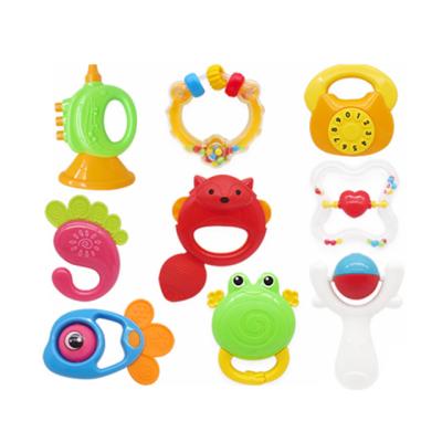 China 9pcs Soft Baby Ratchets Toys Set Rattle Shaker Toy Set Hand Bell Rattle Teether Teether For Babies Early Educational Toys For Infant for sale