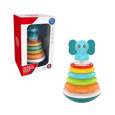 China With Lights And Music Elephant Rainbow Circle With Lights And Music Classic For Baby Stacking Ring Learning Tumbler Educational Cartoon Toys for sale