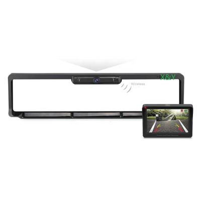 China European License Plate Frame Saferdriving Car Solar Wireless Reversing Camera XY-W01 4.3 inch for sale