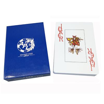 China Custom Design Logo 0.3mm PVC Paper Waterproof Adult Poker Playing Cards Printing Plastic Playing Cards for sale