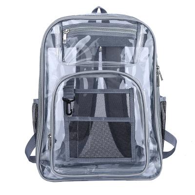 China Wholesale Custom Waterproof Waterproof Outdoor School PVC Stylish Transparent Clear Backpacks With Pockets for sale