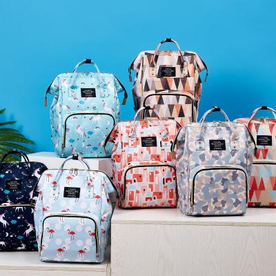 China High Quality Water Resistant Multifunctional Full Printing Designer Diaper Bag Colorful Floral Backpack For Baby for sale