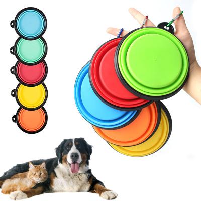 China Sustainable Wholesale Double Dog-raised Easy Carry Feeder Small and Large Dog Food Feeding Bowl and Drinking Silicone for sale