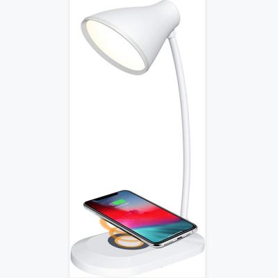 China Dimmable Contemporary Multifunctional Phone Fast Charger LED Wireless Desk Lamp Reading Student Table Lamps for sale