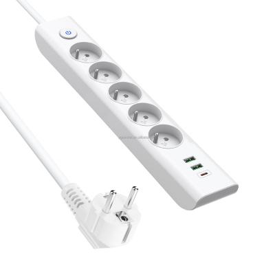 China 2022 new design multiple extension switch France outlet CE power strip electrical outlets and socket with usb FPB0521 for sale