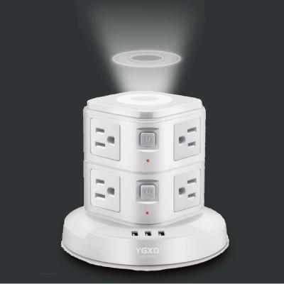 China Residential / General Purpose Power Strip Tower With Multi Night Lamp Socket With 8AC Outlets And 3usb for sale