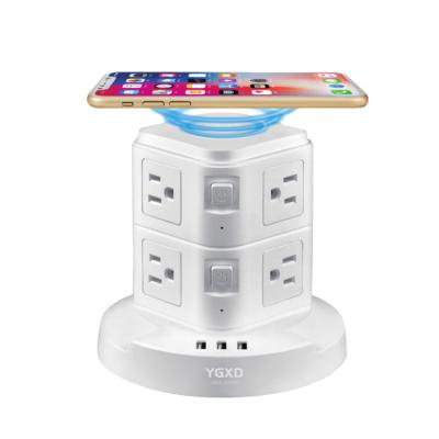 China Residential / General Purpose USA Standard Tower Socket With Wireless Charger Extension Socket With USB for sale