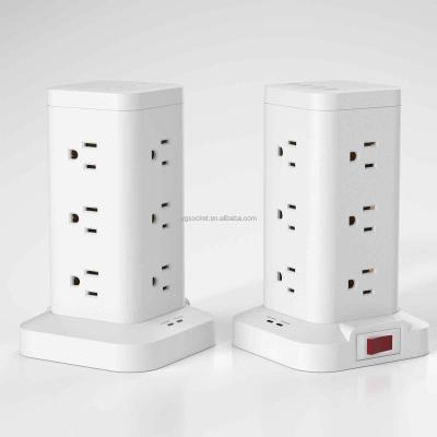 China 2021 Newest Direct Sales ETL Approval Residential / General Purpose Factory Power Station With 12 AC Outlets , 4USB Standard Power USA Power Strip Tower Strip for sale