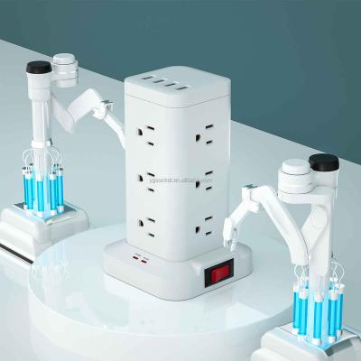 China Wide Spaced Flat Power Strip Tower Surge Protector 12 Outlets 3 USB Ports Extension Socket Charging Station With Compact Size NP512 for sale