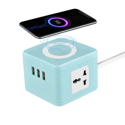 China Residential / Multi-Purpose Wireless Qi Charging Socket Power Extension Socket With USB In Universal Standard Outlet for sale