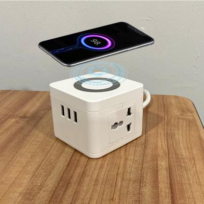 China Residential / Multi-Purpose Extension Socket With Multi Plug Wireless Charger USB 3 Pin Plug Socket Extension Cord for sale