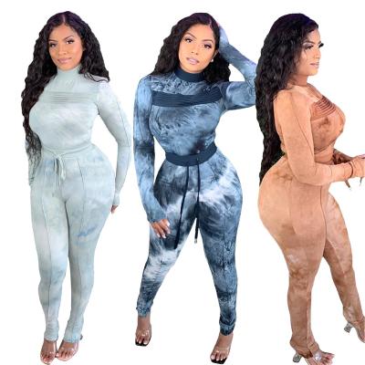 China QUICK DRY plus size women's casual suit sets hot sale two piece set clothing tie dye printing pants two piece set for sale