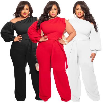 China QUICK DRY plus size overalls pants women one piece solid color plus size overalls with belt for sale