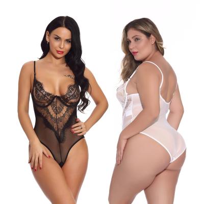 China Eco-Friendly New Hot Fashion Black Hollow Out Lace Mesh Women Bodysuit Sexy Lingerie for sale