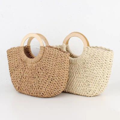 China Other Cheap Summer Vacation Beach Bag Women Ladies Handbag - Vellum Rope Straw Hand Tote Bag for sale