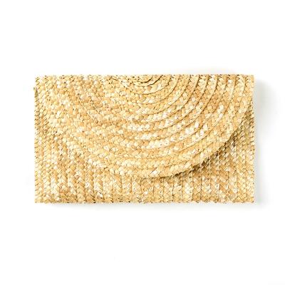 China Fashion Summer Beach Bag Women Ladies Envelope Purse Portable Wheat Straw Woven Clutch Hand Bag for sale