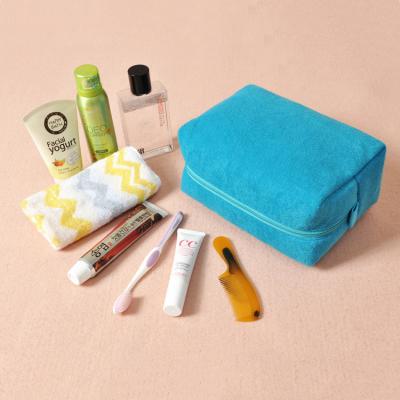 China 2022 New Fashion Trend Color Terry Cloth Towelling Makeup Cosmetic Custom Bag for sale