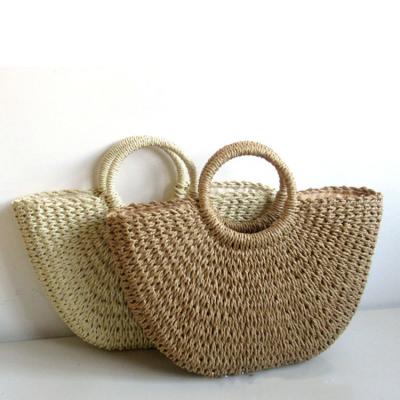 China Wholesale Retro Hobo's Other Large Woven Round Handle Straw Tote Bag Summer Beach Bag For Women for sale