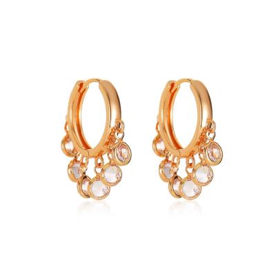 China Good Cute Cute Small Drop Earring Rhinestone Clip Earring Tassel Circle Earrings For Women for sale