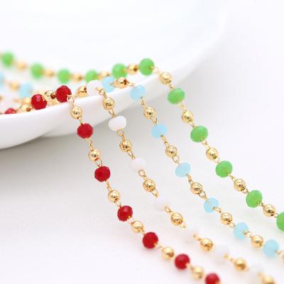 China Daily Life Crystal Beaded Rosary Wrapped Chain Gold Filled Chain For Handcrafted Jewelry Making for sale