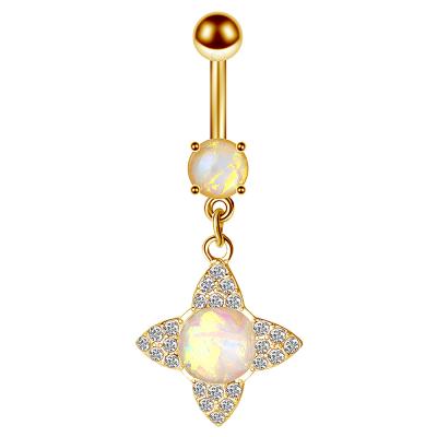 China Cute Crystal Steel Round Body Jewelry Navel Perforations Belly Belly Body Ring Opal Jewelry for sale