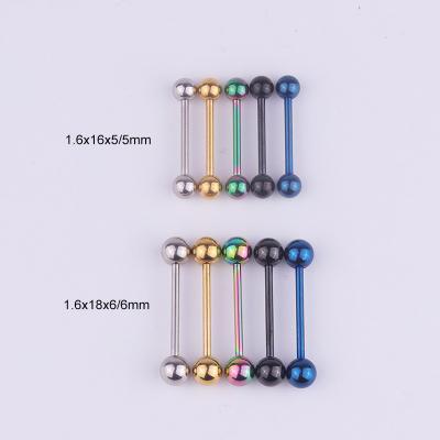 China Vintage 1.6mm Titanium Internally Threaded Barbell Stainless Steel Straight Tongue Ring Piercing Jewelry for sale