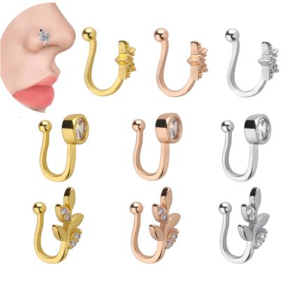 China Cute Fake Nose Jewelry Clip On Ring Non Piercing Fake Nose Nose Ring For Women Men for sale