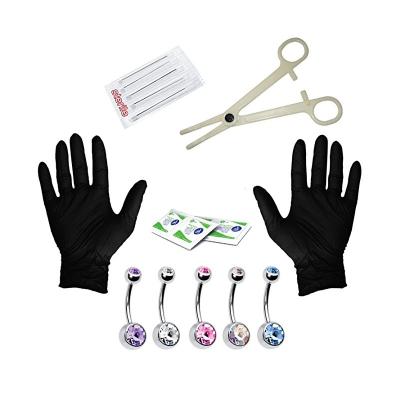 China Vintage Belly Piercing Kit With 14G Stainless Steel Needle Belly Piercing Kit Navel Piercing Kit Titanium Bottom Belly Piercing for sale