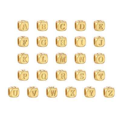 China Popular Square Alphabet Beads Brass Letters A-Z Beads for Jewelry Making and DIY Bracelets, Necklaces, Keychains for sale