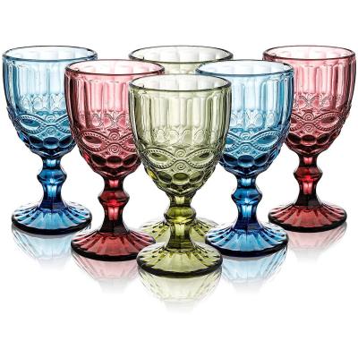 China CLASSIC hot sale kitchen and cheap machine made glass drinking stained glass tableware vintage wine goblet wedding party goblet for sale