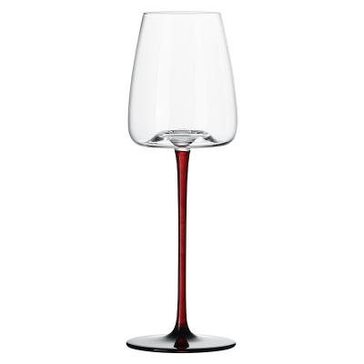 China Wholesale Unique High Quality CLASSIC Red Wine Glass Goblet Crystal Wine Glasses Hand Made Modern Design With Red Stem Black Bottom for sale