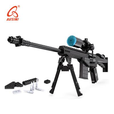 China 2021 AUSINI ABS Eco-friendly Material Building Blocks Kids Toys Bricks Set Children Educational Plastic Gun Building Blocks for sale