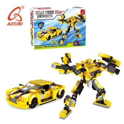 China Cheap Kid Eco-friendly OEM ABS Material AUSINI Robot Hero Brick Toy Set Education Kid DIY Built Plastic Building Blocks for sale