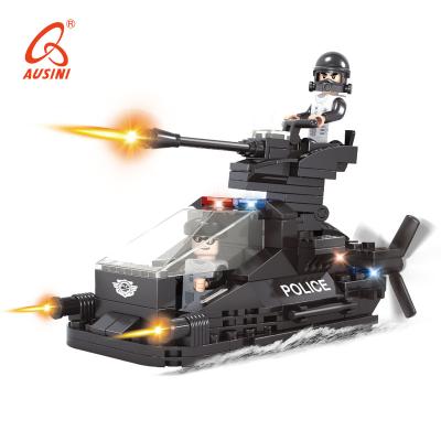 China 2021 New Arrival AUSINI Eco-friendly ABS Plastic DIY Bricks Knock Police Toys Assembling Building Block For Kids for sale