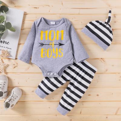 China Anti-Shrink Baby Boys Clothes Newborn Infant Baby Outfit Sets Long Sleeve Tops Pants 3 Pieces Clothes Sets Toddler Clothes for sale