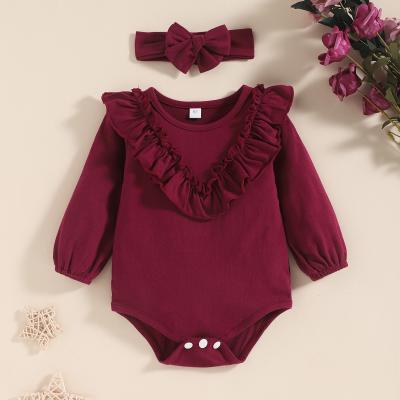 China Wholesale Polyester Long Sleeve Jumpsuit 2PCS Infant Baby Clothes Cotton Baby Romper Set for sale