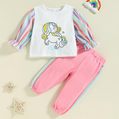 China Anti-Shrink Customize Children Kids Girls Clothing Set Baby Clothes Sets Kids Sleepwear Winter Clothes for sale