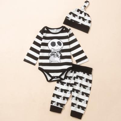 China Baby Infants Halloween Set Dropshipping 3Pcs Long Sleeve Romper Anti-Shrink Toddlers Pants Hat Baby Boys Clothing Sets for sale