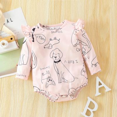 China Polyester Customize Lovely Baby Rompers Long Sleeve Snap On Baby Clothes Cute Clothing for sale