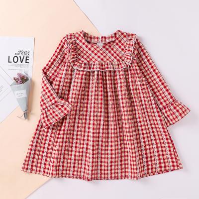 China Casual Customize Little Girls Dresses Smocked Pattern Plaid Dress OEM ODM Girls Dresses for sale