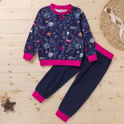 China Full Printing 2 Pcs Girls Sweater Kids Pajamas Set New Design Breathable Sleep Clothes Kids Pajamas for sale