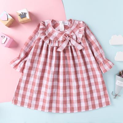 China Casual Customize Spring Autumn Little Girls Dresses Smocked Pattern Pink Color Dress OEM ODM Girls Dresses for sale