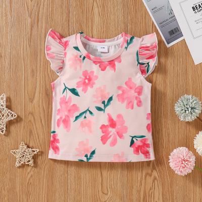 China Kids Anti-Shrink Warm Soft Short Sleeve Clothes Summer Sale Floral Print Children Wear Babies T-shirt for sale