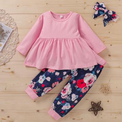 China Casual Spring Autumn Kids Baby Girls Clothes Winter Sets Long Full Sleeve T-Shirt + Pants Outfits 2PCS Sets Pink for sale