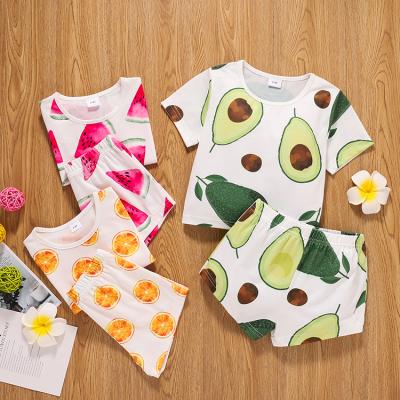 China Wholesale Casual Cute Fruit Pattern Kids Summer Boutique Boys Girls Clothes Kids Clothing Set For 1 To 6 Years for sale